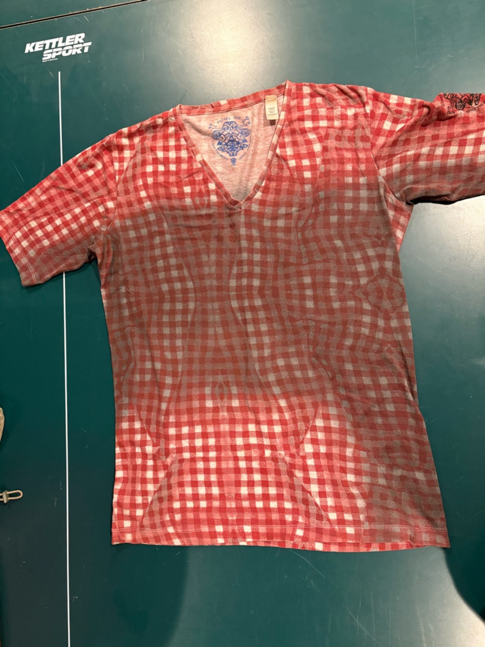 Diesel Red and White Gingham Tshirt